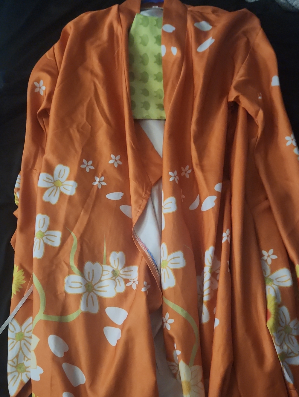 Women's Orange Floral Open-Front Cape